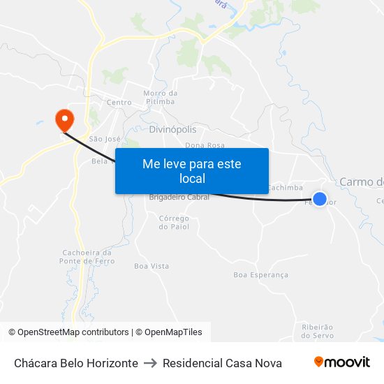 Chácara Belo Horizonte to Residencial Casa Nova map