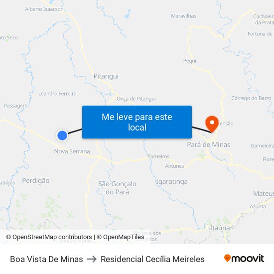 Boa Vista De Minas to Residencial Cecília Meireles map