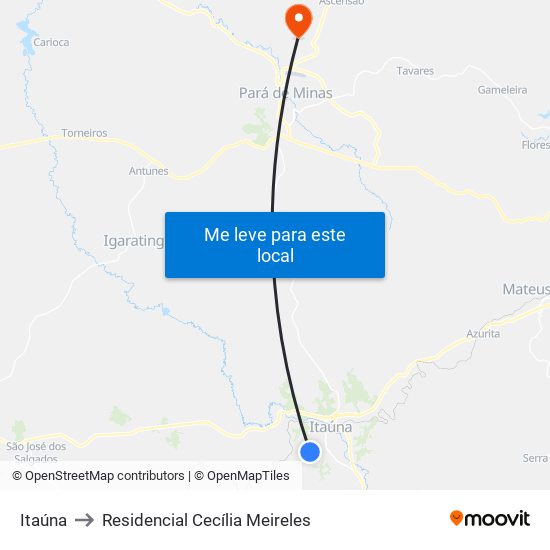 Itaúna to Residencial Cecília Meireles map