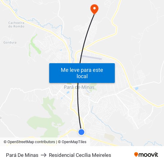 Pará De Minas to Residencial Cecília Meireles map