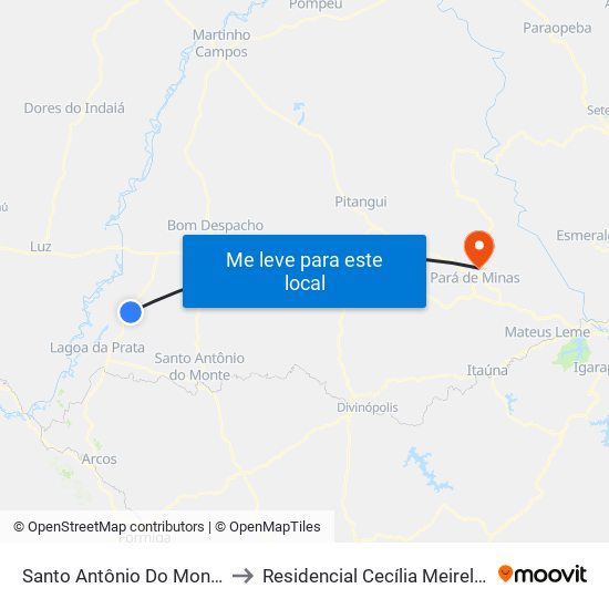 Santo Antônio Do Monte to Residencial Cecília Meireles map