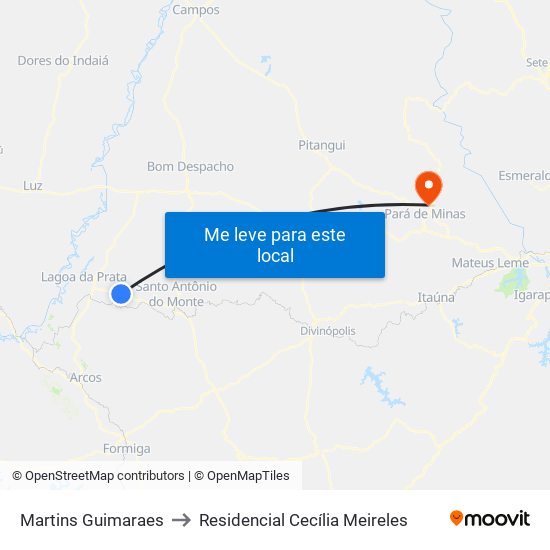 Martins Guimaraes to Residencial Cecília Meireles map