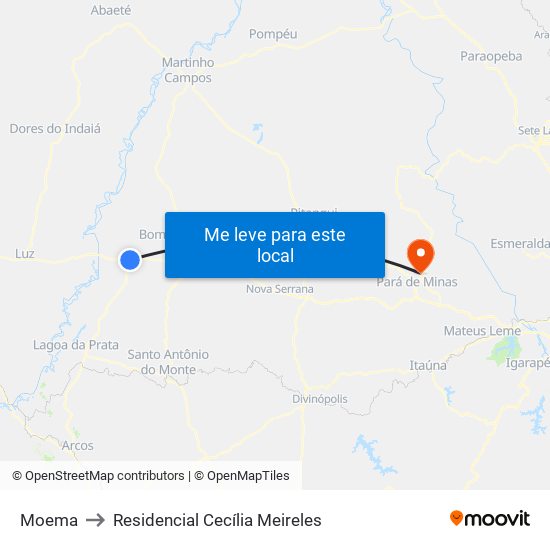 Moema to Residencial Cecília Meireles map