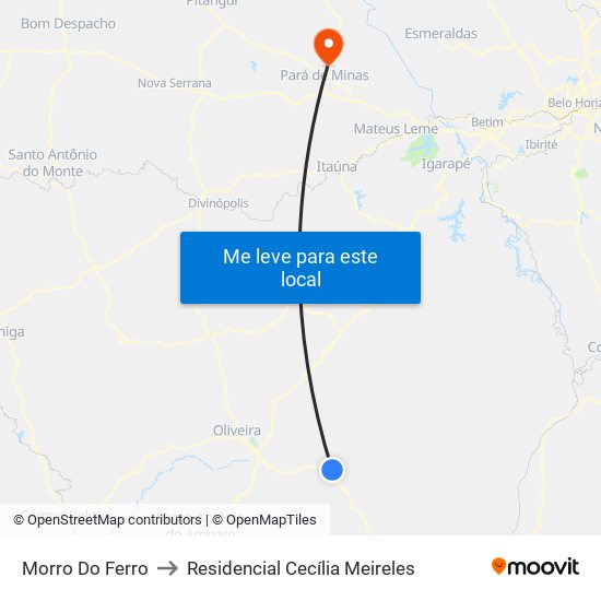 Morro Do Ferro to Residencial Cecília Meireles map