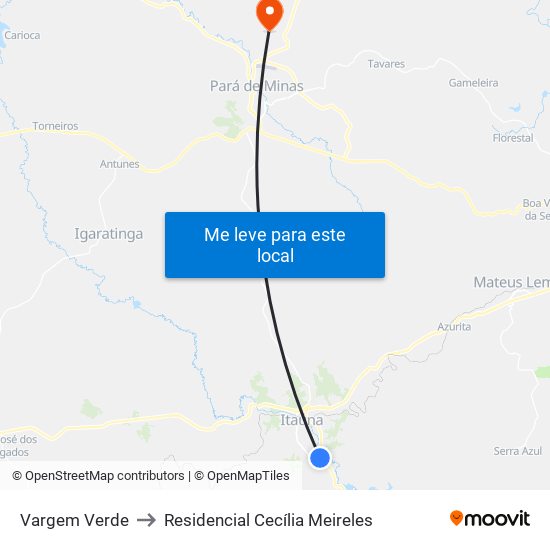 Vargem Verde to Residencial Cecília Meireles map