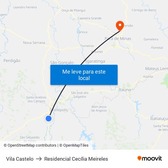 Vila Castelo to Residencial Cecília Meireles map