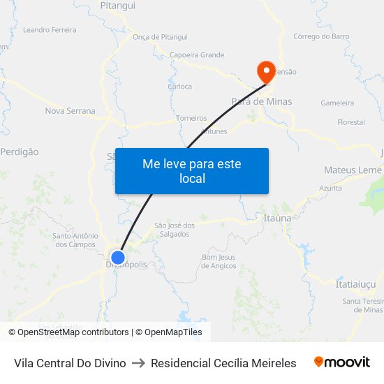 Vila Central Do Divino to Residencial Cecília Meireles map