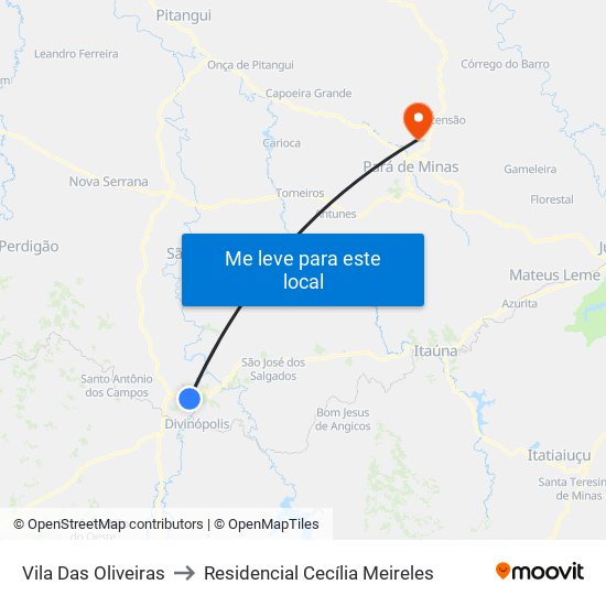 Vila Das Oliveiras to Residencial Cecília Meireles map