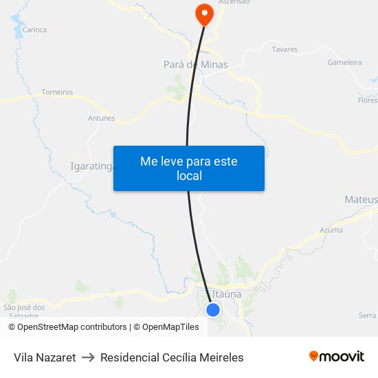Vila Nazaret to Residencial Cecília Meireles map