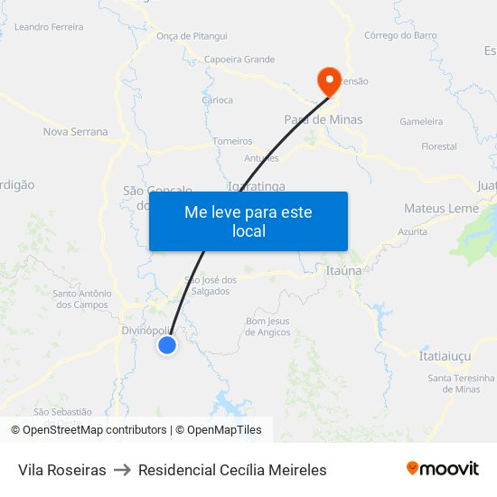 Vila Roseiras to Residencial Cecília Meireles map