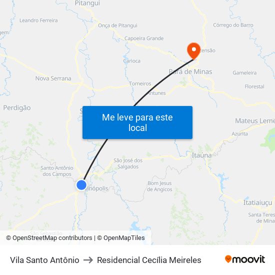 Vila Santo Antônio to Residencial Cecília Meireles map
