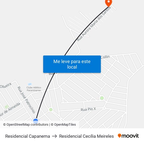 Residencial Capanema to Residencial Cecília Meireles map