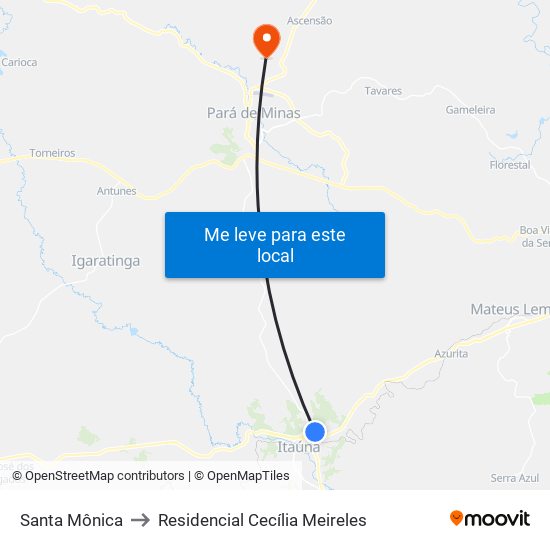 Santa Mônica to Residencial Cecília Meireles map