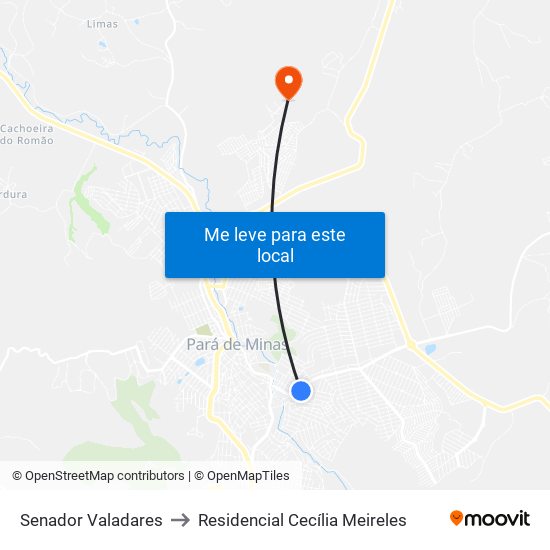 Senador Valadares to Residencial Cecília Meireles map