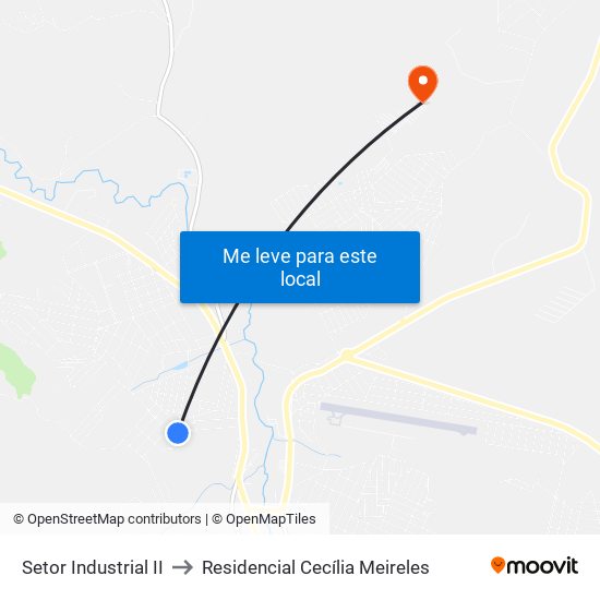 Setor Industrial II to Residencial Cecília Meireles map