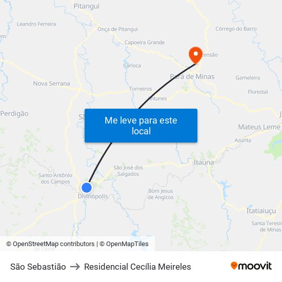 São Sebastião to Residencial Cecília Meireles map