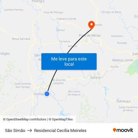 São Simão to Residencial Cecília Meireles map