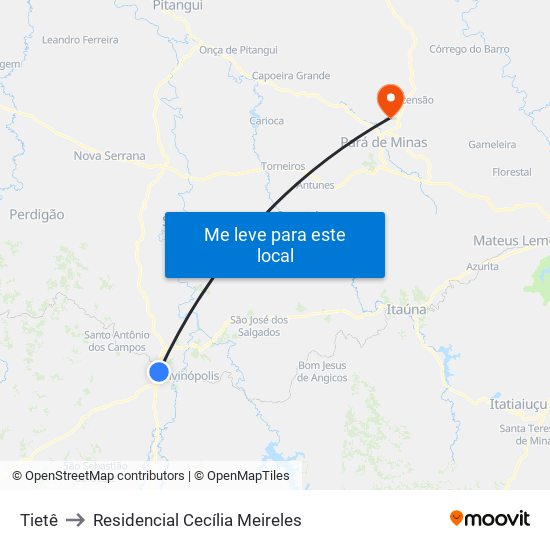 Tietê to Residencial Cecília Meireles map