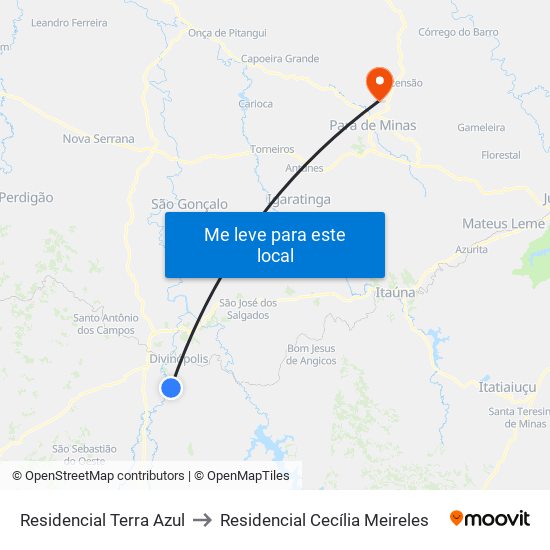 Residencial Terra Azul to Residencial Cecília Meireles map