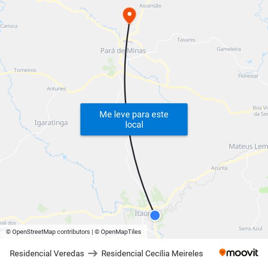 Residencial Veredas to Residencial Cecília Meireles map
