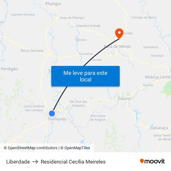 Liberdade to Residencial Cecília Meireles map