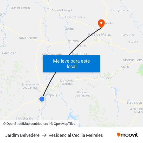 Jardim Belvedere to Residencial Cecília Meireles map