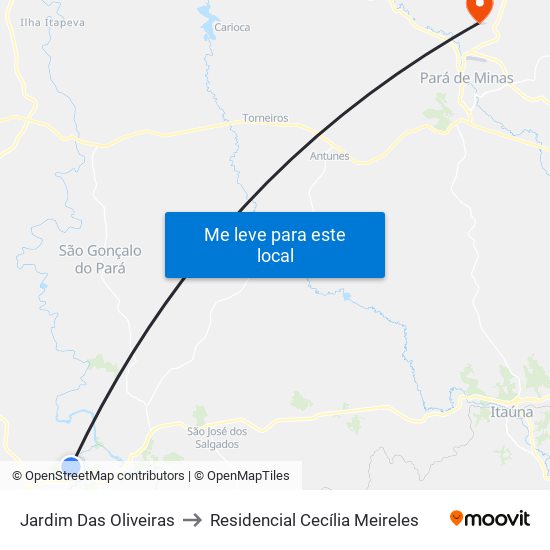 Jardim Das Oliveiras to Residencial Cecília Meireles map