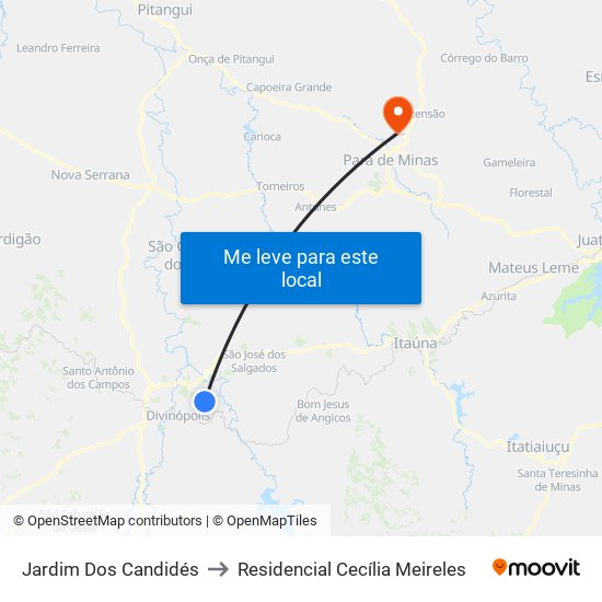 Jardim Dos Candidés to Residencial Cecília Meireles map