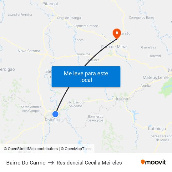 Bairro Do Carmo to Residencial Cecília Meireles map