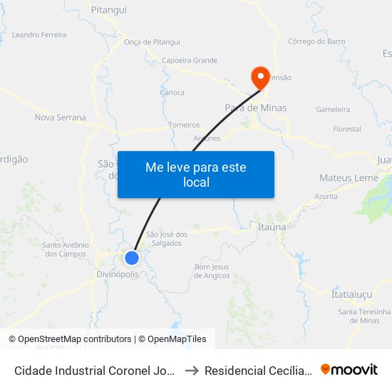 Cidade Industrial Coronel Jovelino Rabelo to Residencial Cecília Meireles map