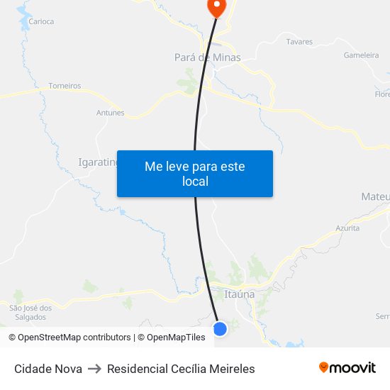 Cidade Nova to Residencial Cecília Meireles map