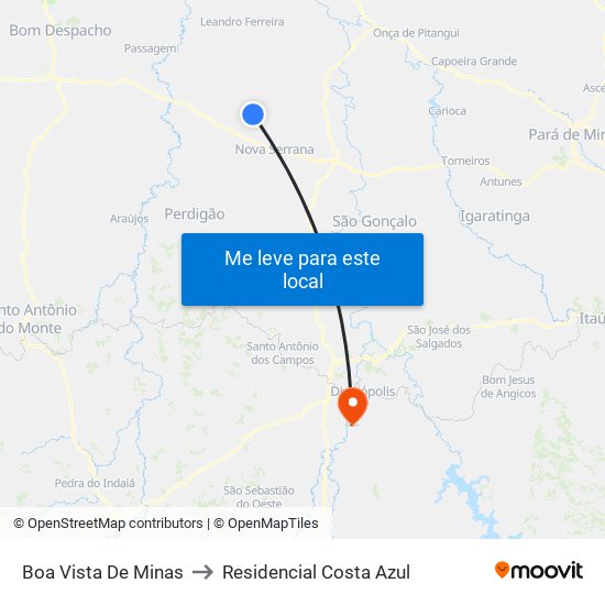 Boa Vista De Minas to Residencial Costa Azul map