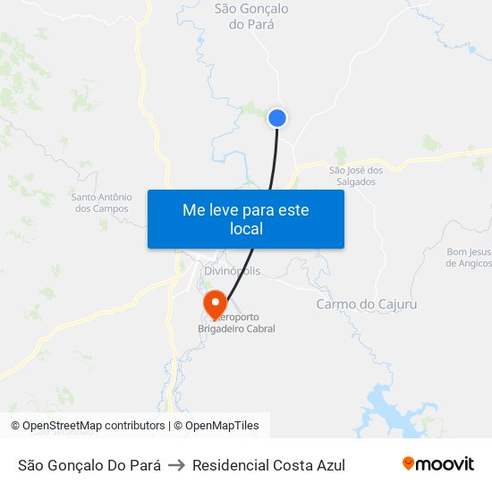 São Gonçalo Do Pará to Residencial Costa Azul map