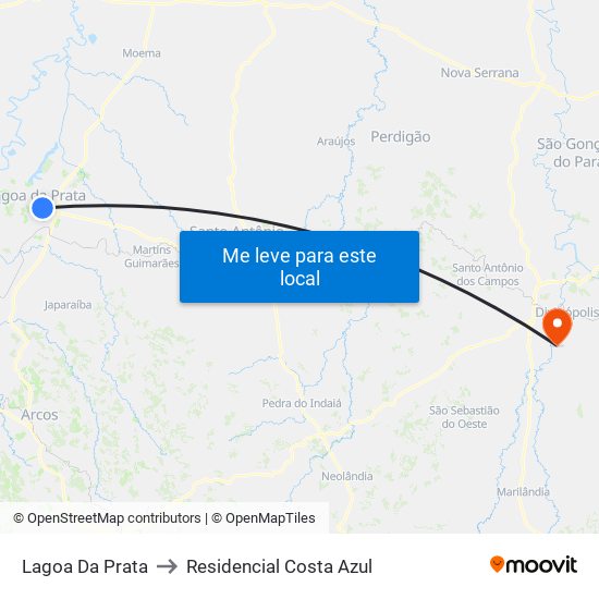 Lagoa Da Prata to Residencial Costa Azul map