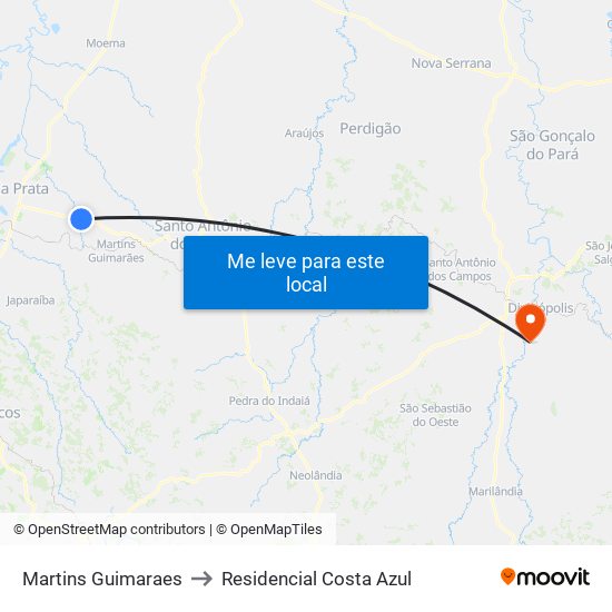 Martins Guimaraes to Residencial Costa Azul map