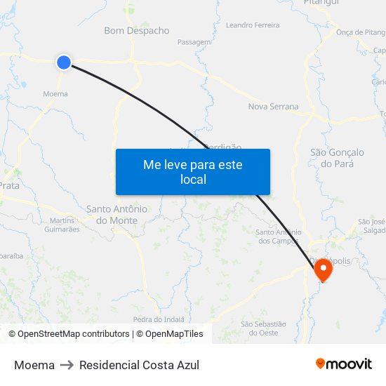 Moema to Residencial Costa Azul map