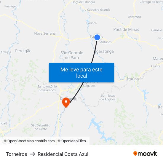 Torneiros to Residencial Costa Azul map