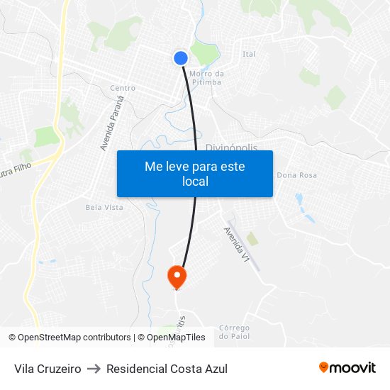 Vila Cruzeiro to Residencial Costa Azul map