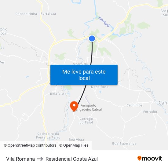 Vila Romana to Residencial Costa Azul map