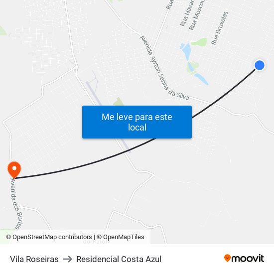 Vila Roseiras to Residencial Costa Azul map