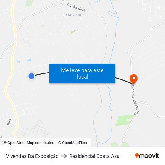 Vivendas Da Exposição to Residencial Costa Azul map