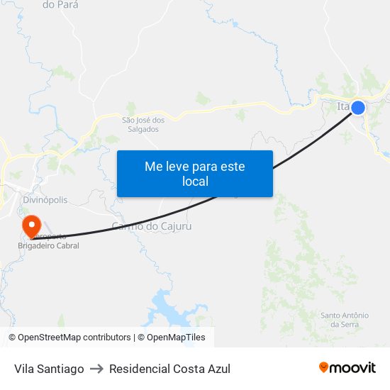 Vila Santiago to Residencial Costa Azul map