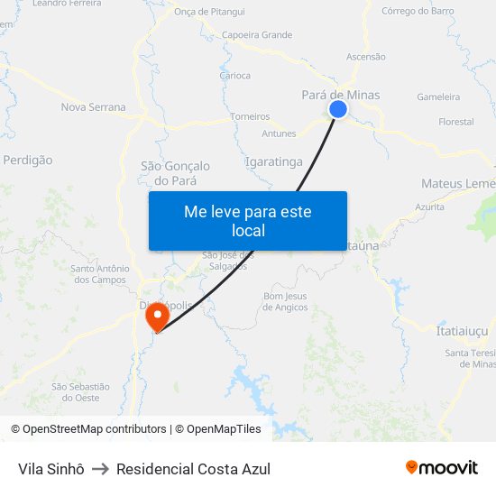 Vila Sinhô to Residencial Costa Azul map