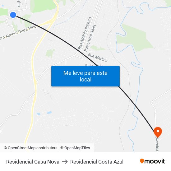 Residencial Casa Nova to Residencial Costa Azul map