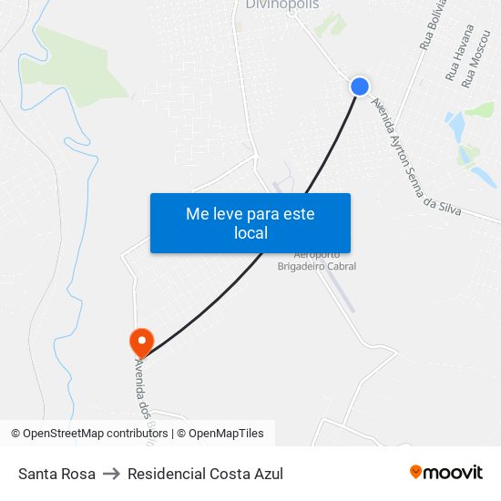 Santa Rosa to Residencial Costa Azul map