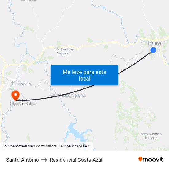 Santo Antônio to Residencial Costa Azul map