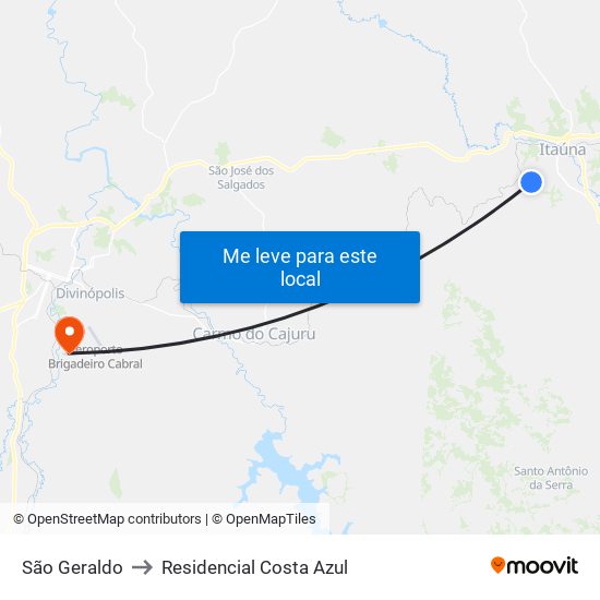 São Geraldo to Residencial Costa Azul map