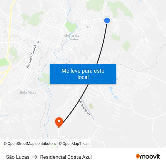 São Lucas to Residencial Costa Azul map