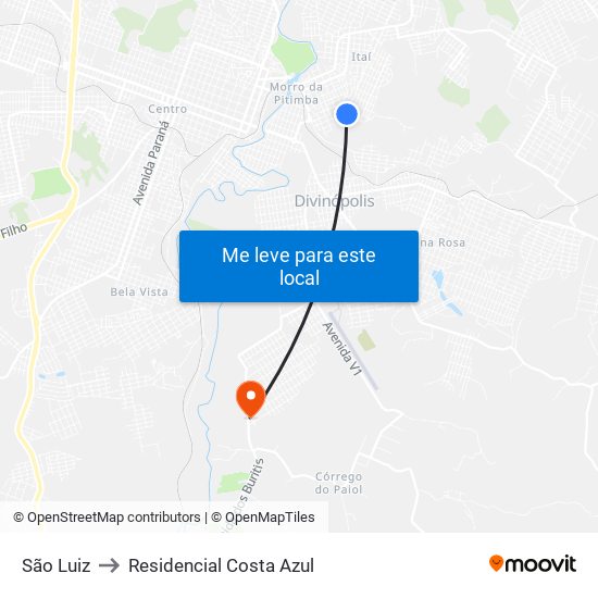 São Luiz to Residencial Costa Azul map