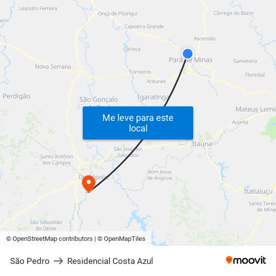 São Pedro to Residencial Costa Azul map